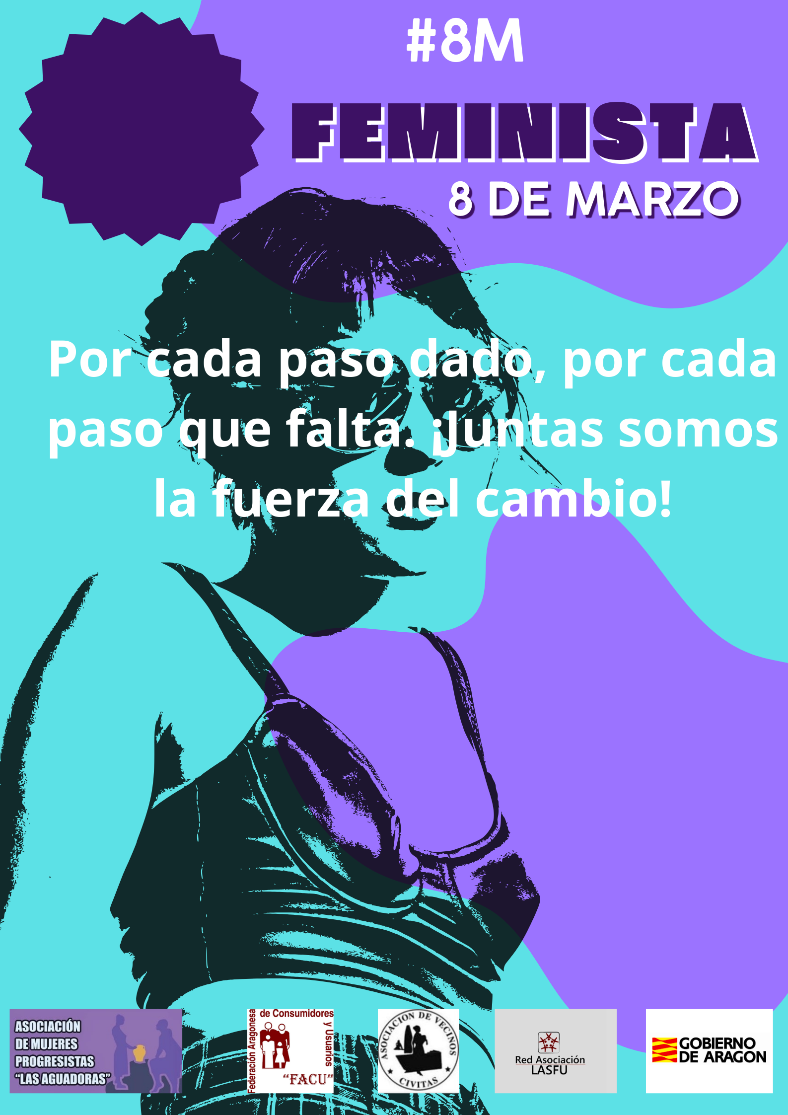 4 Póster marcha 8 de Marzo ilustrado morado